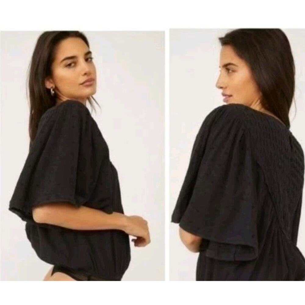 Free People Bodysuit Color: Black XS oversized can Fit XL Tee T- Shirt Casual